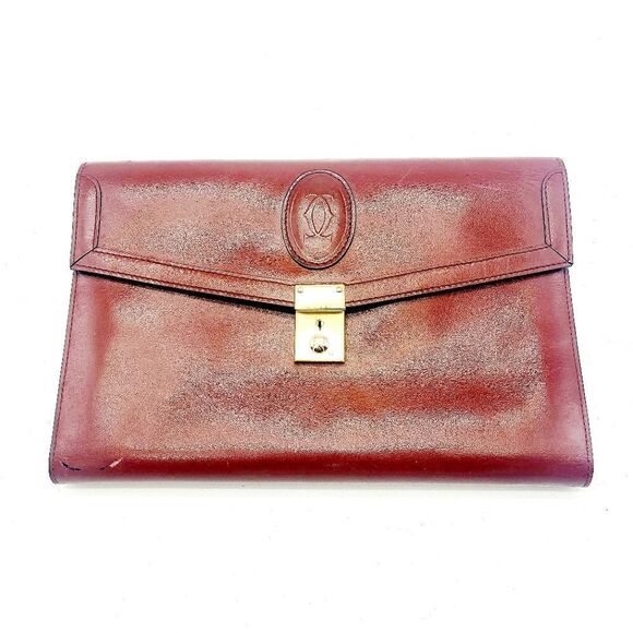 Cartier Red Leather Clutch Bag